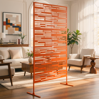 Sunvega 6 Panel Folding Privacy Screen with Removable Shelves and Hinged Design