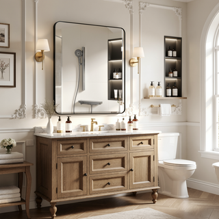 Sunvega Gold 30x36 Inches Large Rectangular Bathroom Wall Mirror Shatterproof