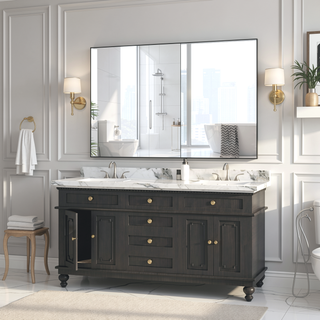 Sunvega 48x32 Inch Oversized Aluminum Frame Modern Rectangle Bathroom Mirror