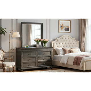 Sunvega Silver Champagne Nightstand with Two Spacious Drawers for Bedroom