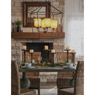 Sunvega Sleek Industrial Style Iron and Glass Chandelier for Kitchen Dining Room