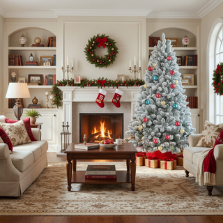Sunvega Snow-Kissed Flocked Christmas Tree with 888 Tips and Pine Cones