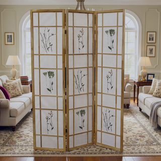 Sunvega Traditional Asian-Inspired Natural Pine Shoji Screen Room Divider