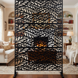 Sunvega Freestanding Metal Privacy Screen 76" H x 48" W for Indoor Outdoor Use