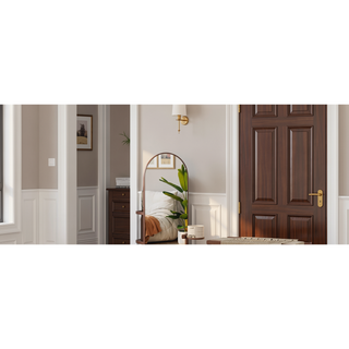 Sunvega 360° Rotating Full Length Mirror with Solid Wood Hook Storage Rack for Bedroom