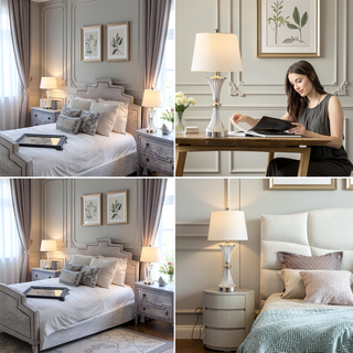 Sunvega Modern Crystal Base Touch Control Table Lamp with 2 USB Ports and Dimmable LED Bulbs