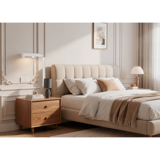 Sunvega Dark Brown Tufted Polyurethane Upholstered King Size Bed Frame