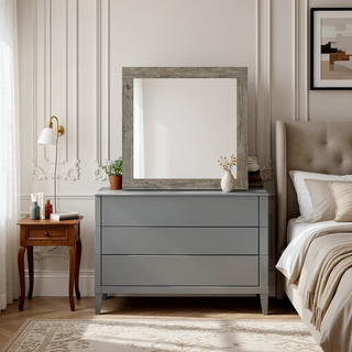 Sunvega Light Gray Finish Nightstand with Two Dovetail Drawers and Wood Construction