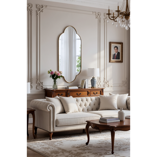 Sunvega 22.4x48 Inch Champagne Gold Decorative Wall Mirror with Notched Corners