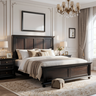 Sunvega Dark Brown Tufted Polyurethane Upholstered King Size Bed Frame