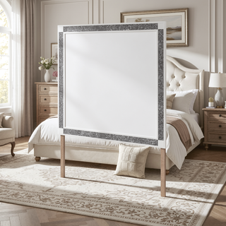Sunvega White Nightstand with Integrated Speaker Cooler Insert and Glitter Detailing