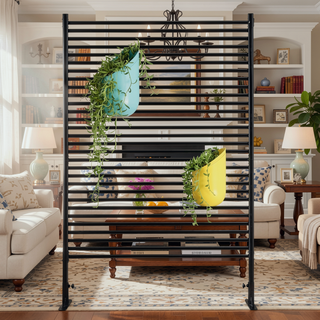 Sunvega Freestanding Metal Privacy Fence Panels with Stand for Outdoor Use