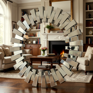 Sunvega Sunburst-Shaped PU Art Decorative Wall Mirror for Bathroom Bedroom