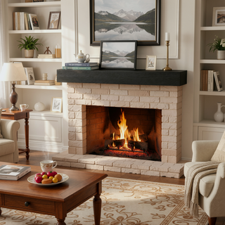 Sunvega Fir Wood Wall Mounted Fireplace Mantel Shelf with Flat Surface for Home Decor