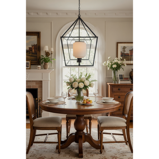 Sunvega Sleek Industrial Style Iron and Glass Chandelier for Kitchen Dining Room