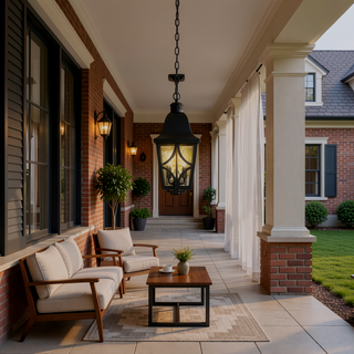 Sunvega Outdoor Pendant Light Fixture with Clear Glass Shade and Adjustable Anti-Rust Metal Chain