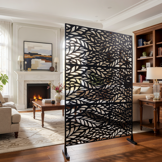 Sunvega Freestanding Metal Privacy Screen 76" H x 48" W for Indoor Outdoor Use