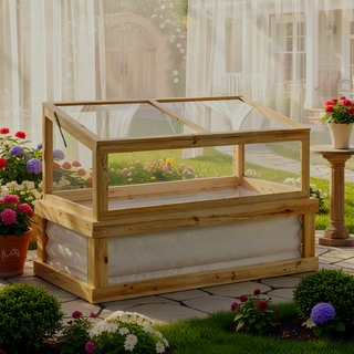 Sunvega Raised Garden Bed with Polycarbonate Greenhouse Cover and Lean-to Roof