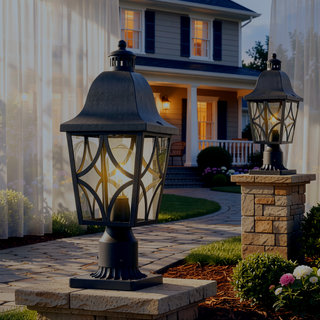Sunvega Outdoor Post Light Fixture with Waterproof Aluminum Housing and Glass