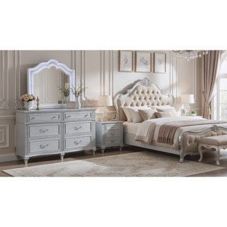Sunvega Silver Mystic Contemporary Style Mirror with Crystal Accents and LED Lighting