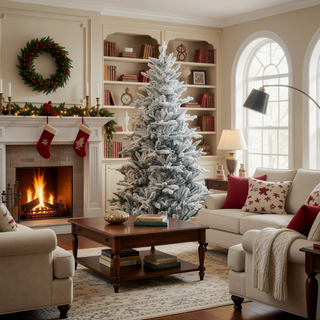 Sunvega 6ft Snow Flocked Artificial Christmas Tree with 994 Tips and Foldable Metal Stand