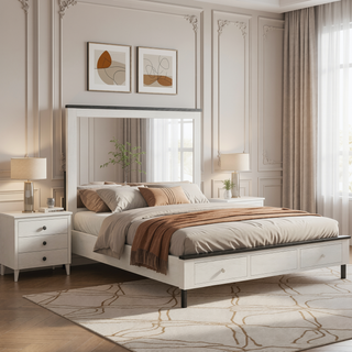 Sunvega Dark Top Finish Nightstand with Spacious Drawers and Block Style Feet