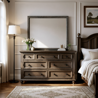 Sunvega Valdemar Brown Fabric and Weathered Gray Finish Queen Size Bed