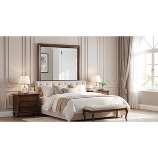 Sunvega Dark Brown Tufted Polyurethane Upholstered King Size Bed Frame
