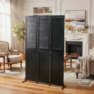Sunvega 3 Panel Natural Wooden Room Divider Privacy Screen for Partition and Separation