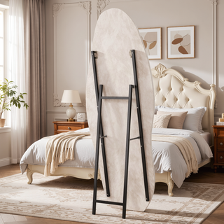 Sunvega Full Length Mirror with Flannel Wrapped Wooden Frame and Shatterproof Glass