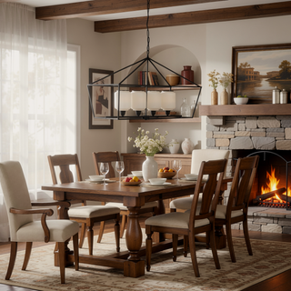 Sunvega Sleek Industrial Style Iron and Glass Chandelier for Kitchen Dining Room