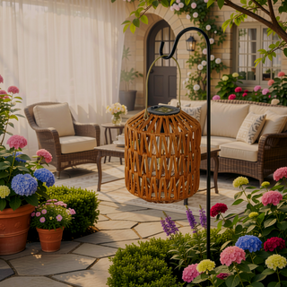 Sunvega Waterproof Rattan Solar Lanterns with Auto On/Off for Outdoor Garden Yard