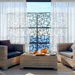 Sunvega 76" H x 48" W Freestanding Metal Privacy Screen for Deck Balcony Patio