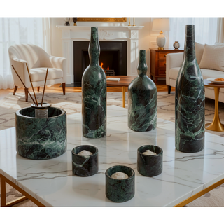Sunvega Diamond Green Natural Marble Luxury Living Room Accessories 7 Pcs Set