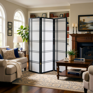 Sunvega Black Finish Girard 70 Inch Tall 3-Panel Screen Room Divider