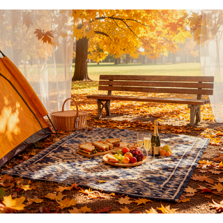 Sunvega Reversible Outdoor Rug with Protective Coating and Strap Stakes for Patio