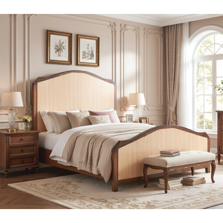 Sunvega Classic Traditional Nightstand in Rich Cappuccino Wood Veneer with Felt Lined Drawers