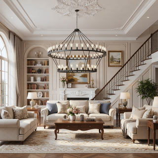 Sunvega 59.06 Inch Farmhouse Chandelier with 54 Lights and Wagon Wheel Design