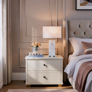 Sunvega Modern Ceramic Table Lamp with Touch Control Dimmable Lighting USB Ports