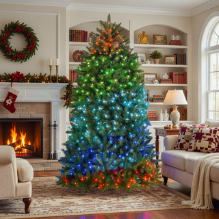 Sunvega Pencil Artificial Xmas Tree with Faux Snow Flocked Full Branch Tips Flame-retardant