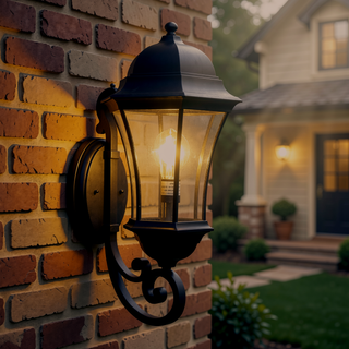 Sunvega Vintage Wall-Mounted Outdoor Lantern Light with Black Metal Sconce and Frosted Glass