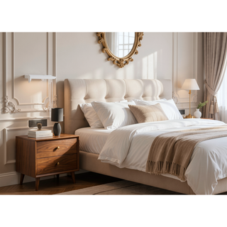 Sunvega Dark Brown Tufted Polyurethane Upholstered King Size Bed Frame