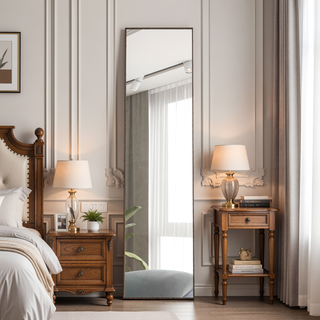 Sunvega Full Length Mirror with Solid Wood Frame Shatterproof Glass for Bedroom