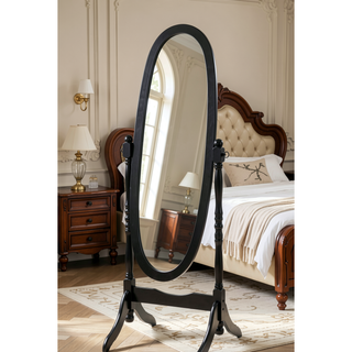 Sunvega Silver Cheval Mirror with Wood Frame for Traditional Decor Tilts