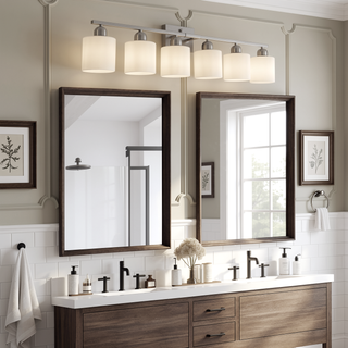 Sunvega Gold Vanity Light Fixture with Milky White Glass Shade for Mirror Bathroom