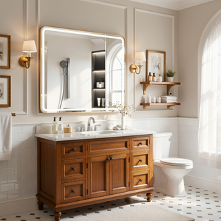 Sunvega Gold 30x36 Inches Large Rectangular Bathroom Wall Mirror Shatterproof
