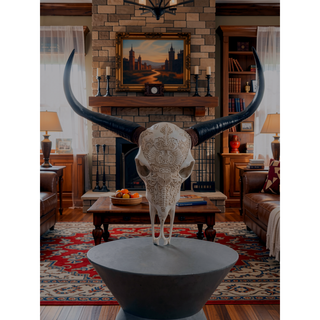 Sunvega North American Style Lifelike Bone-Inspired Bull Head Resin Hanging Ornament
