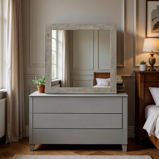 Sunvega Light Gray Finish Nightstand with Two Dovetail Drawers and Wood Construction