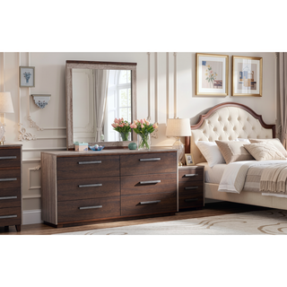 Sunvega Dark Brown Tufted Polyurethane Upholstered King Size Bed Frame