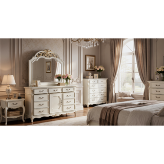 Sunvega Cherry Nightstand with Three Easy Glide Drawers and Velvet Lining